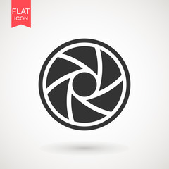 Camera Lens icon flat. Camera objective icon symbol . Shutter icon.