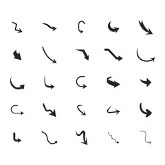 Vector illustration of curved arrow icons. curved arrow icons set. curve icons