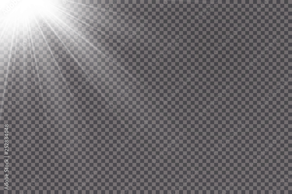 Poster vector transparent sunlight.vector scene illuminated by spotlight . light effect on transparent back