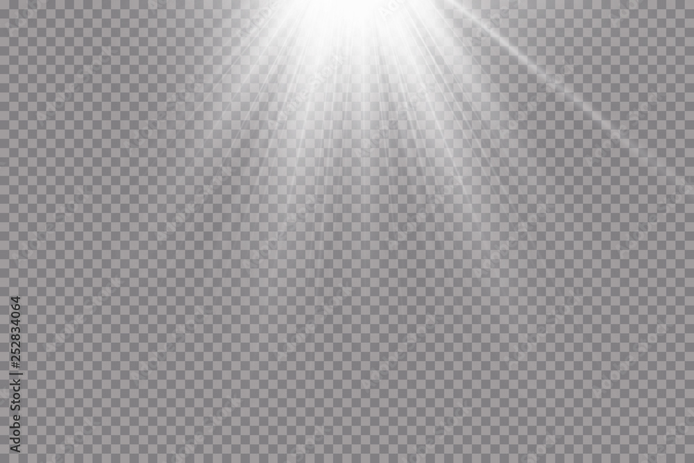 Poster vector transparent sunlight.vector scene illuminated by spotlight . light effect on transparent back