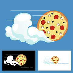Pizza delivery logo design vector sign. Stock vector emblem and business card templates.