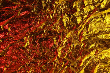 abstract background metal aluminum foil gold yellow and red colors