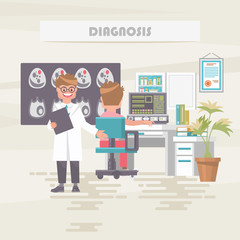 Diagnosis. Medical vector concept. Healthcare and treatment illustration.