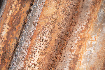 close up rust on the old zinc backgorund