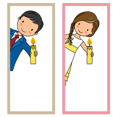 Two cards of first communion girl and boy