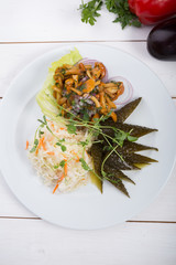 Pickled mushrooms, cabbage and cucumbers