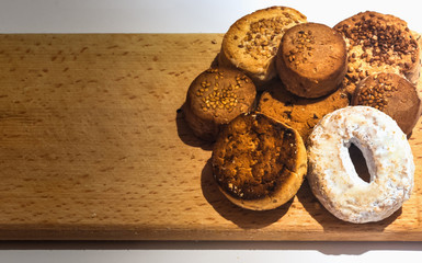 Traditional Spanish Christmas candy. Polvorones. Mantecado. Smooth light gradient.