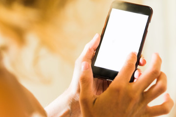 Taking photo with mobile smart phone with clipping path for the screen