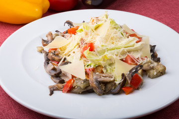 Vegetarian caesar salad served on a plate