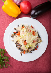 Vegetarian caesar salad served on a plate