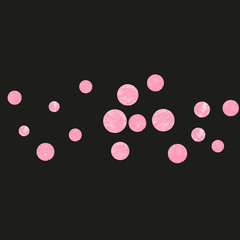 Wedding glitter confetti with dots on isolated backdrop. Random falling sequins with glossy sparkles. Design with pink wedding glitter for party invitation, event banner, flyer, birthday card.