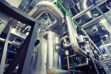 Industrial Steel pipelines, valves, cables and walkways