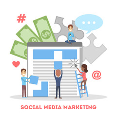 SMM or social media marketing concept illustration.