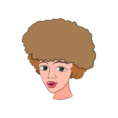 Pretty curly girl with big green eyes