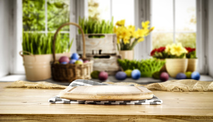 Desk of free space and easter time 