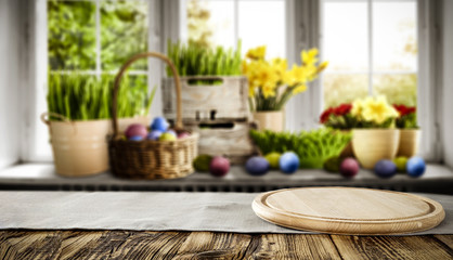 Desk of free space and easter time 