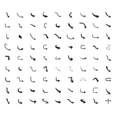 Vector illustration of curved arrow icons. curved arrow icons set. curve icons