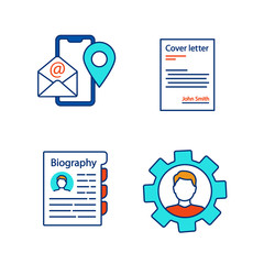 Resume color icons set