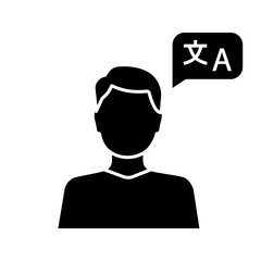 Foreign language skills glyph icon