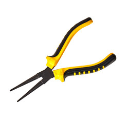 Fototapeta premium Old pliers with yellow handles isolated on white background