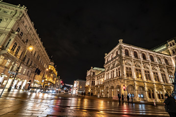 Austria, Vienna, City center by night