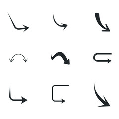 Vector illustration of curved arrow icons. curved arrow icons set. curve icons