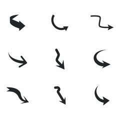 Vector illustration of curved arrow icons. curved arrow icons set. curve icons