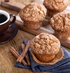 Cinnamon Muffin on a Blue Napkin