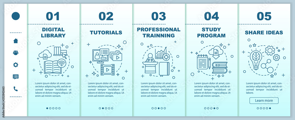 Wall mural interactive training onboarding mobile web pages vector template