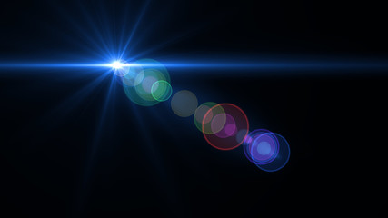Lens Flare light over Black Background. Easy to add overlay or screen filter over Photos	