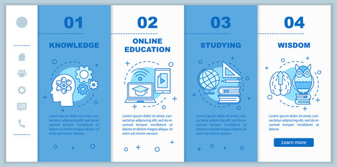 Naklejka premium Gaining knowledge onboarding mobile web pages vector template