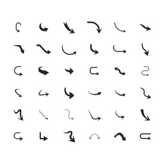 Vector illustration of curved arrow icons. curved arrow icons set. curve icons