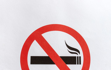 closeup no smoking sign on white paper background