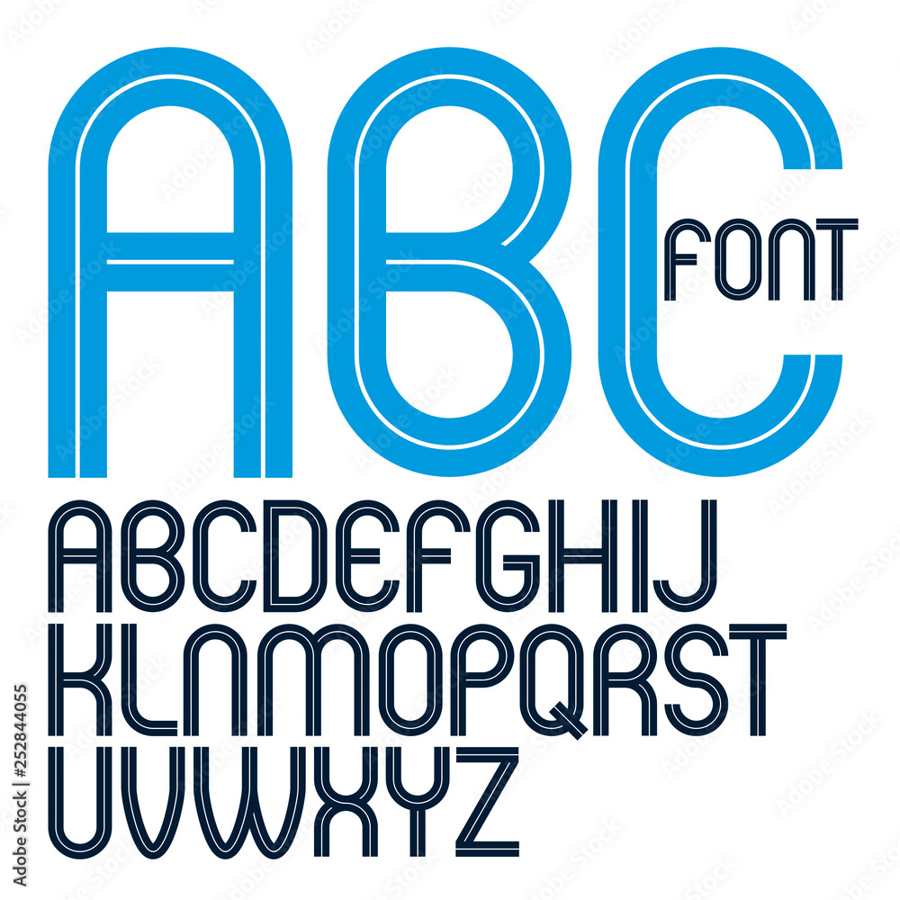 Poster vector upper case rounded alphabet letters made with white lines, best for use in logotype design in