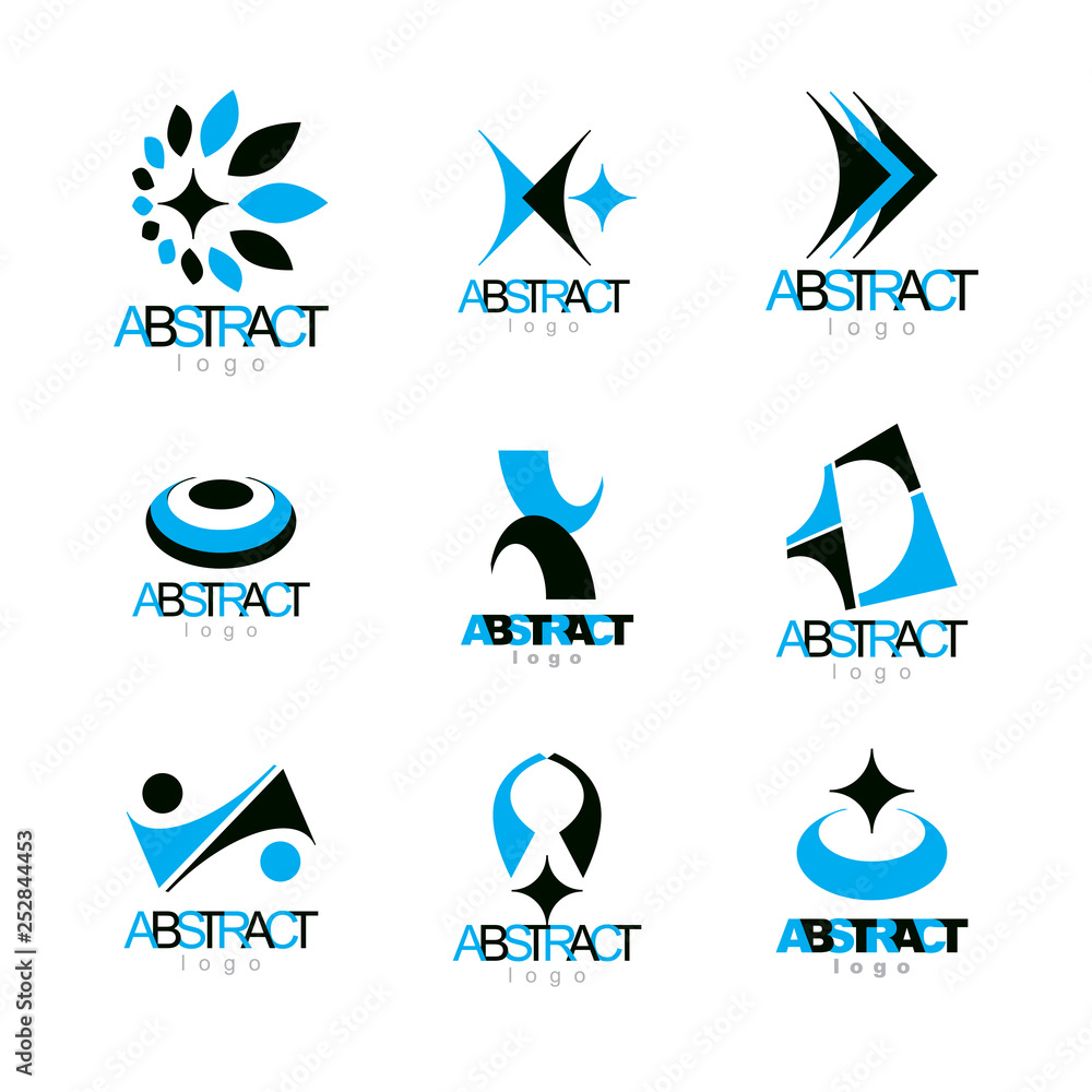 Poster set of vector abstract colorful geometric shapes. business identity abstract logos or symbols.