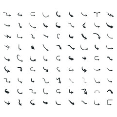 Vector illustration of curved arrow icons. curved arrow icons set. curve icons