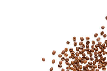 Roasted Coffee Beans background texture isolated on white background with copy space for text - Image