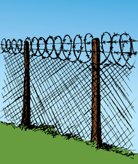Barbed wire. Vector drawing