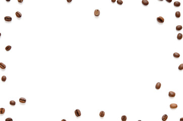 Roasted Coffee Beans background texture isolated on white background with copy space for text - Image