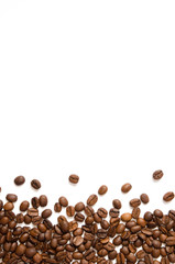 Roasted Coffee Beans background texture isolated on white background with copy space for text - Image