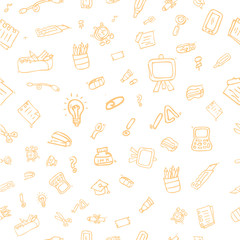 Hand Draw Sketch Seamless Pattern Stationary and symbol for Background, Paper Wrap, Banner, curtain, etc