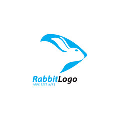 vector rabbit logo template with color blue and black