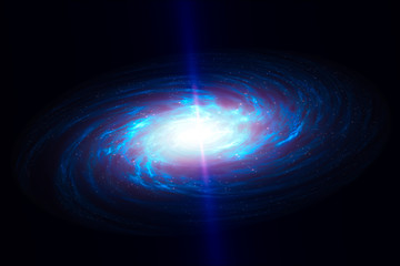 Black Hole Inside Disk Spiral Galaxy Shooting Out Powerful Jets Of Radiation