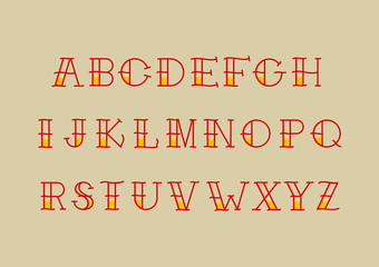 Custom letters alphabet really good for tattoo whit yellow shade and fine line