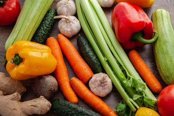  Collect useful ripe vegetables. Healthy tasty food.