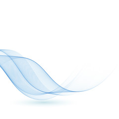 Blue abstract background. Transparent waves. Vector wave motion flow.