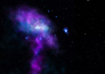 Being shone nebula and star field. 3D rendering