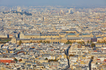 Aerial scenic view of central Paris