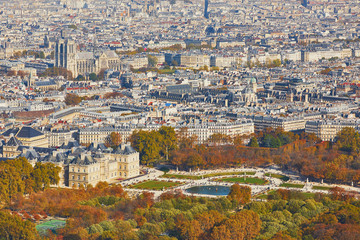 Aerial scenic view of central Paris