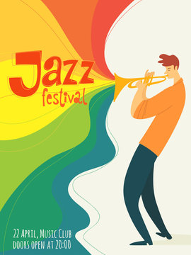 Vector jazz poster with trumpet jazz musician